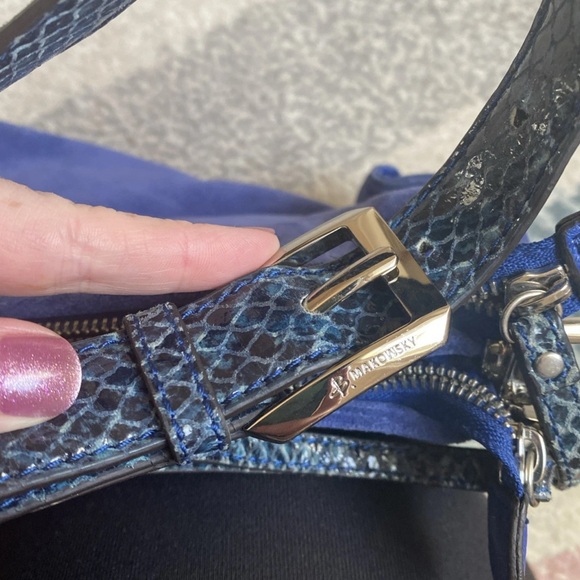 B. Makowsky Vibrant Blue Crossbody Bag with Fringe - Picture 5 of 7